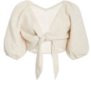 Posse linen tie front top